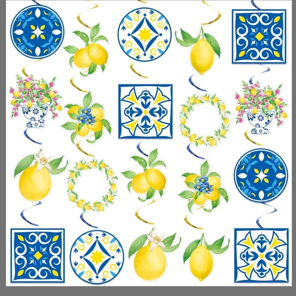Hanging Decorations, Spring Summer Blue And Yellow Lemons